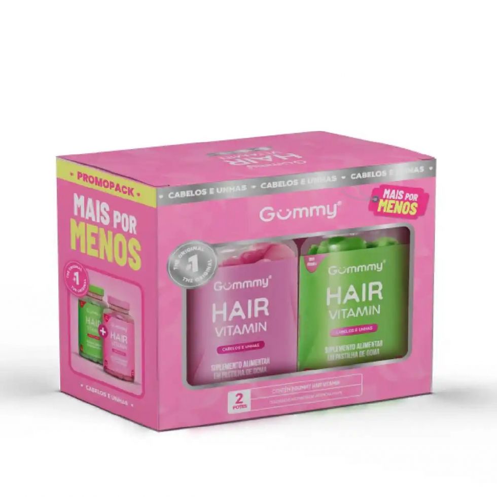 Promopacks Gummy Hair Tutti Frutti (60 gomas) + Maçã Verde (60 gomas)