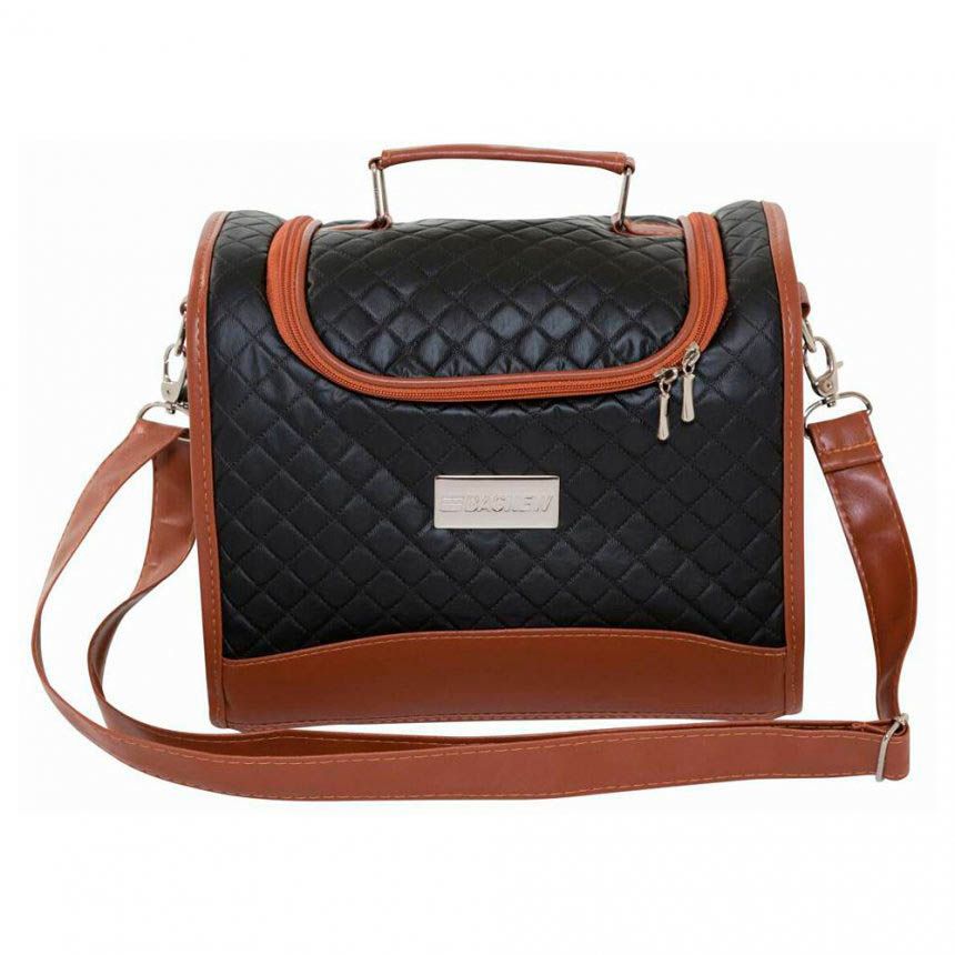 Bolsa Térmica 4 Potes - Preta com Marrom Classic