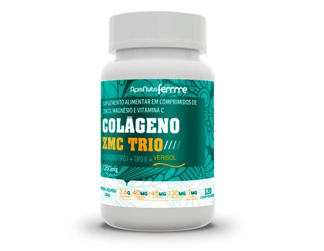 Colágeno ZMC TRIO Verisol + Tipo I + Tipo II 1250mg (120 caps)