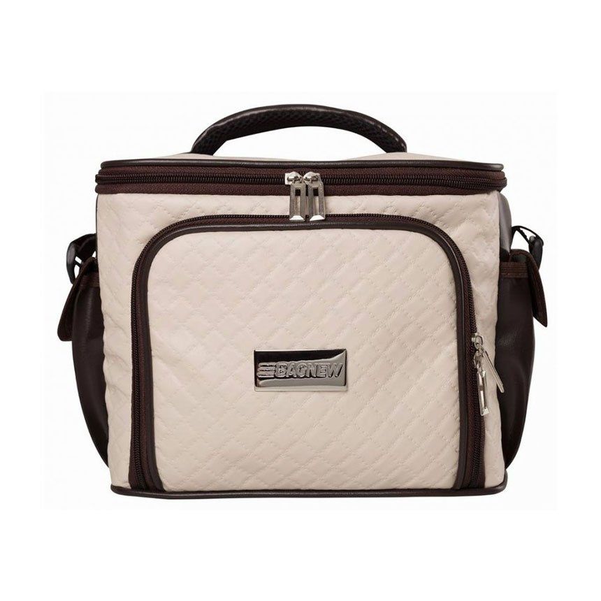 Bolsa Térmica 3 Potes - Marfim com Marrom Fit Model