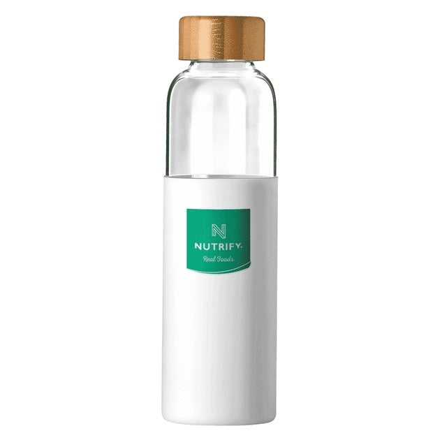 Garrafa de Vidro com tampa de Bambu (600ml)